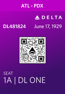 Purple Delta One-inspired ticket proposed for the inside tongue tag